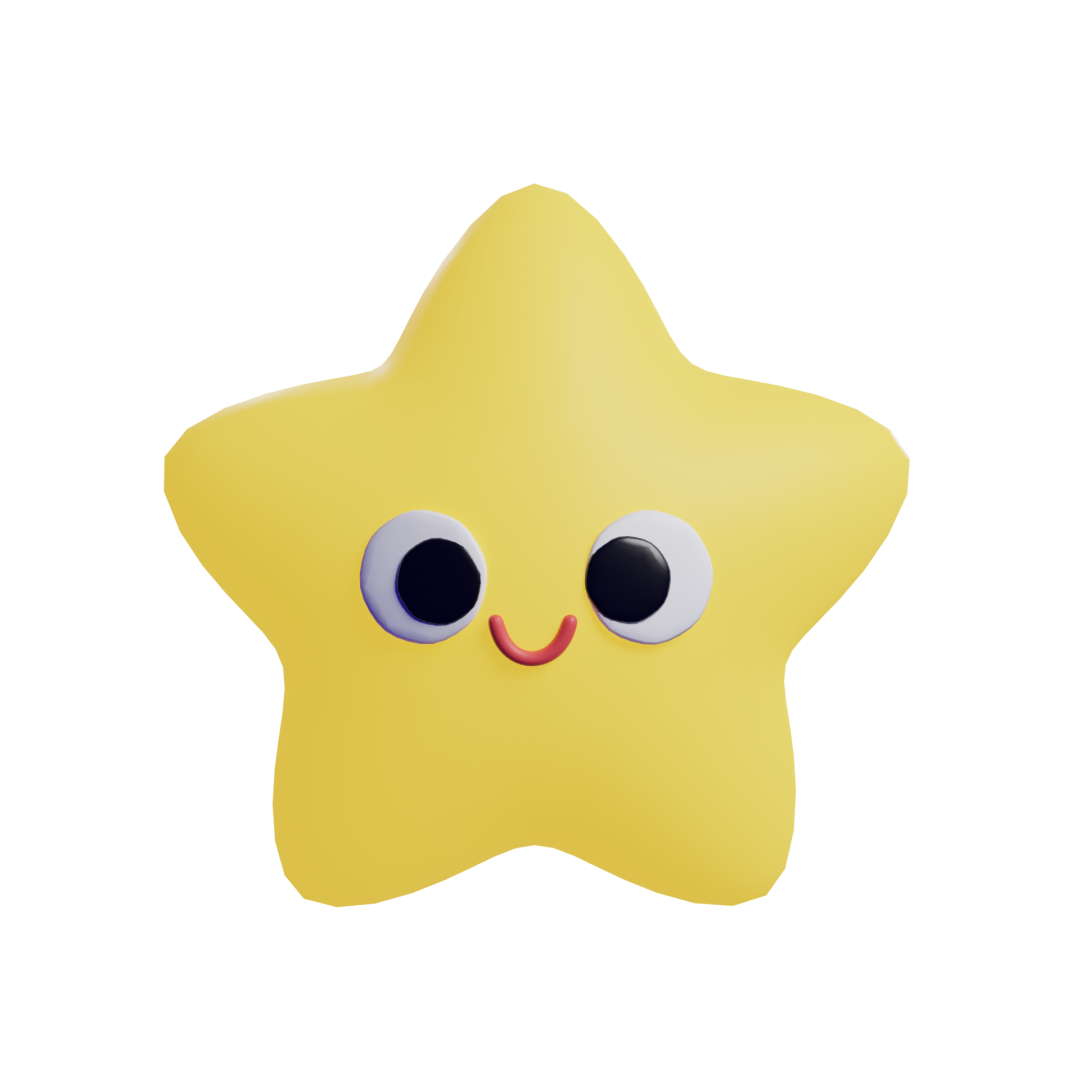 3d cute smiling star